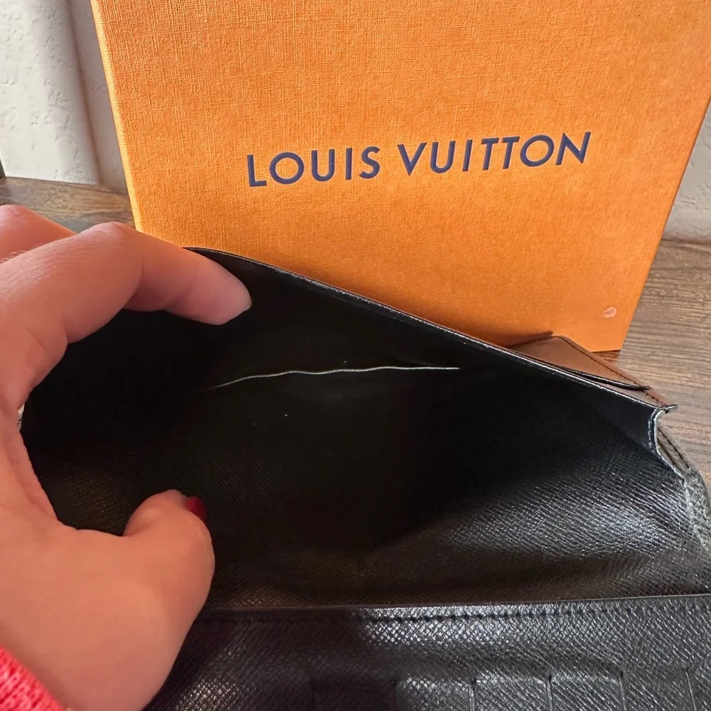 Louis Vuitton Black Brazza Taiga Long Wallet